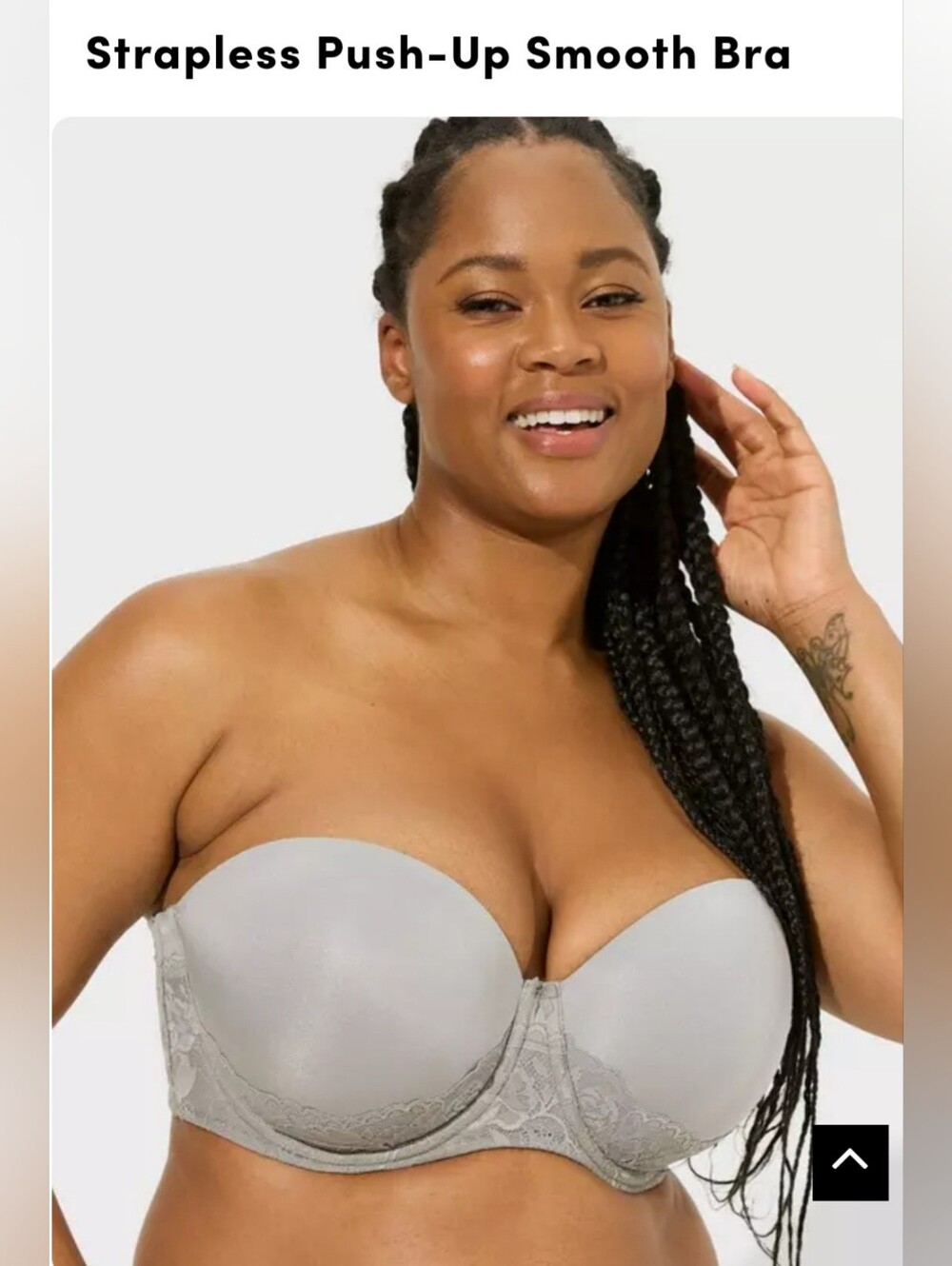 Torrid Curve Charcoal Gray Lace Lightly Lined Strapless Bra Plus Size 46DD
